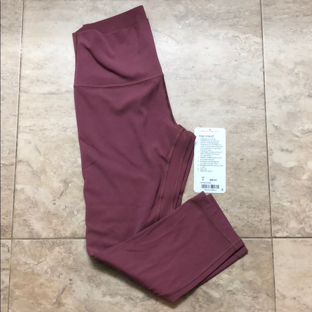 Lululemon Align Crop 21” So Merlot Size 8